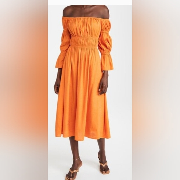 Cult Gaia Vibrant Orange Long Sleeve Dress